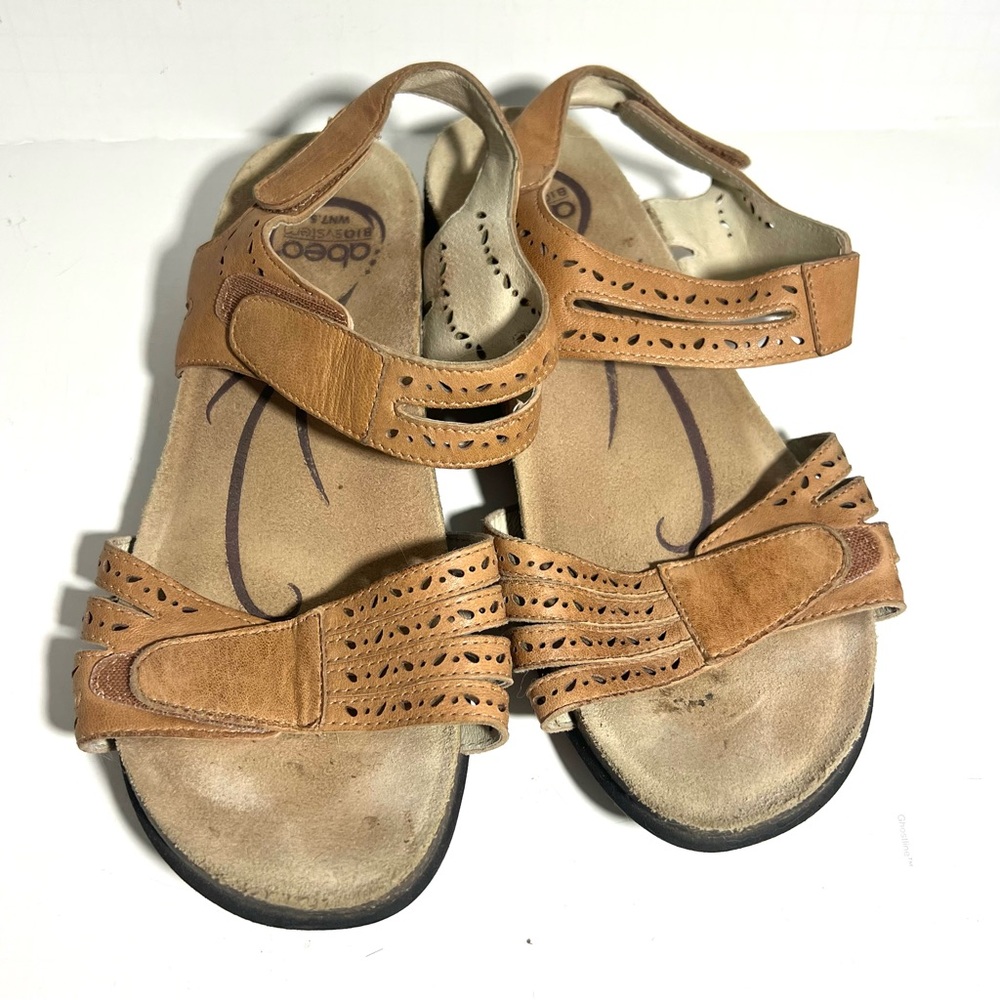 ABEO B.I.O. System Bijou Tan Leather Sandals Women’s 7.5 Narrow Slingback Shoes
